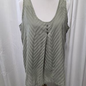 SHEIN Sage Green Chevron Tank Top